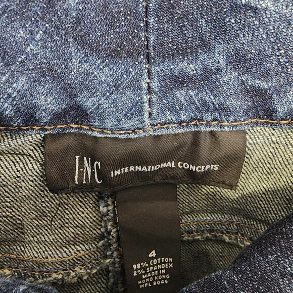 INC International Concepts Straight Leg Y2K Vegan Leather Cross Studded Jeans 4 - Picture 3 of 5